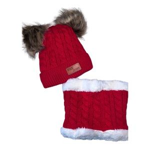 BRAND NEW!!! Babygirl winter hat and scarf.Red and white in color.
